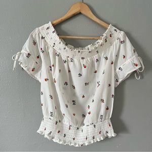 Off Shoulder Floral Crop Top